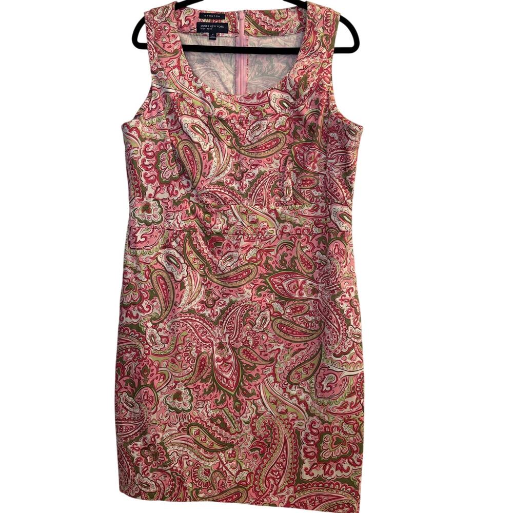 Jones New York Size 16 Pink Paisley Tank Dress